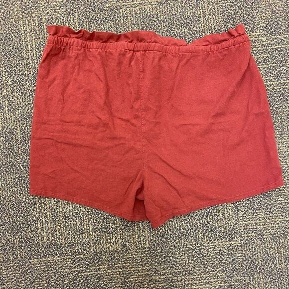 TORRID DRAWSTRING WAIST LINEN BRICK RED SHORTS - Picture 7 of 9